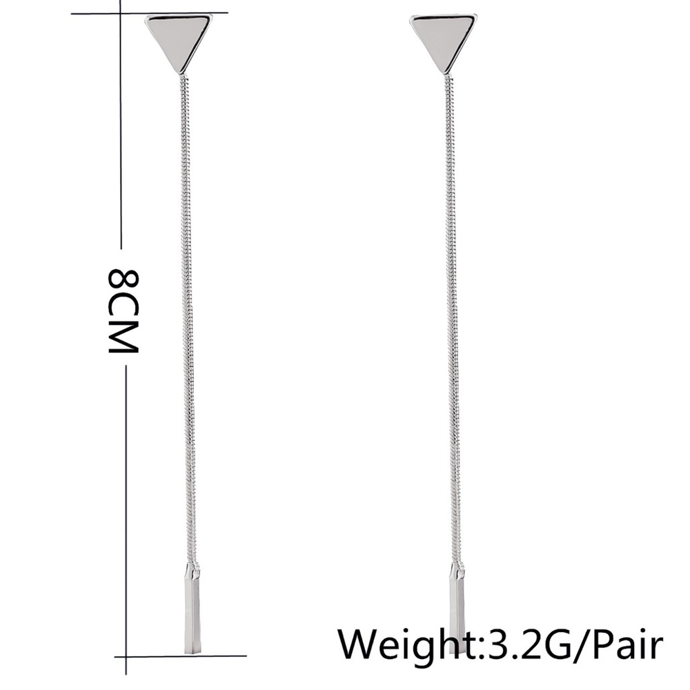 Silver Triangle Studs w/Tassel Earring Jackets - Picture 7 of 7